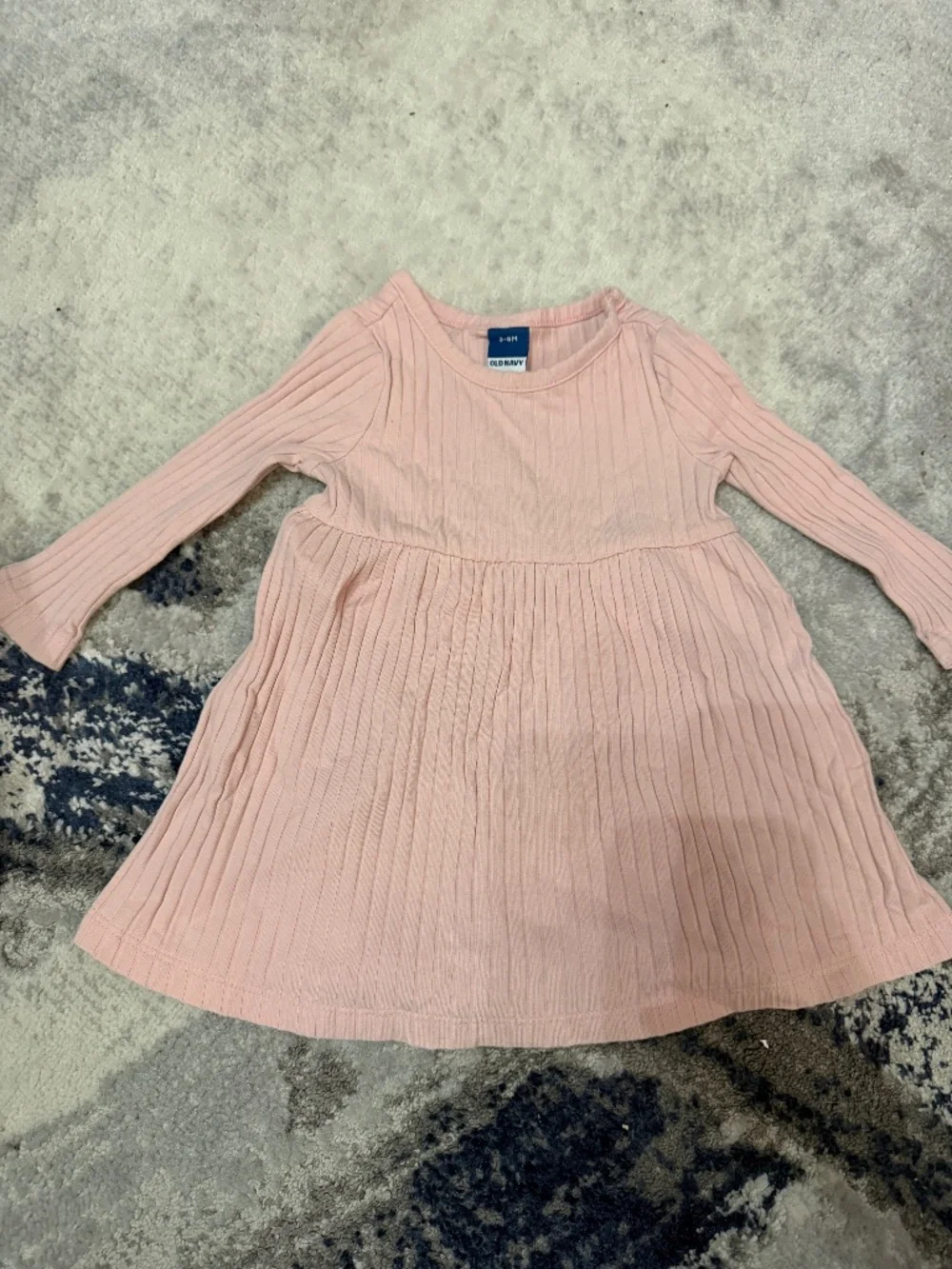 Old Navy Baby Girl 3-6M Pink Ribbed Long Sleeve Dress